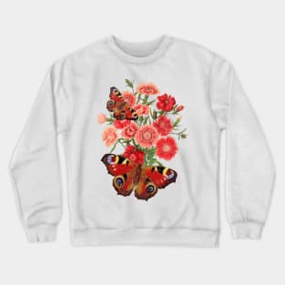 Colorful Flowers and Butterfly Crewneck Sweatshirt